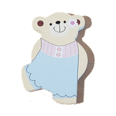 C&F Wooden Little Girl Bear Character - Flower Dress